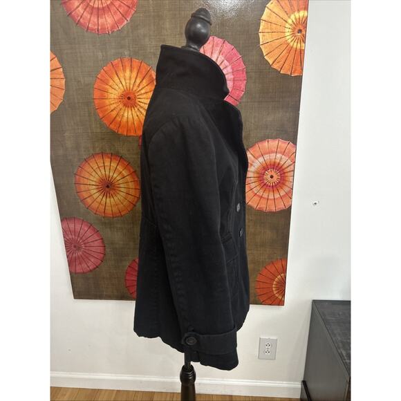 New York & Company Dark Black Cotton Denim Mid-Length Spring Jacket Preppy Sz S - Picture 3 of 5